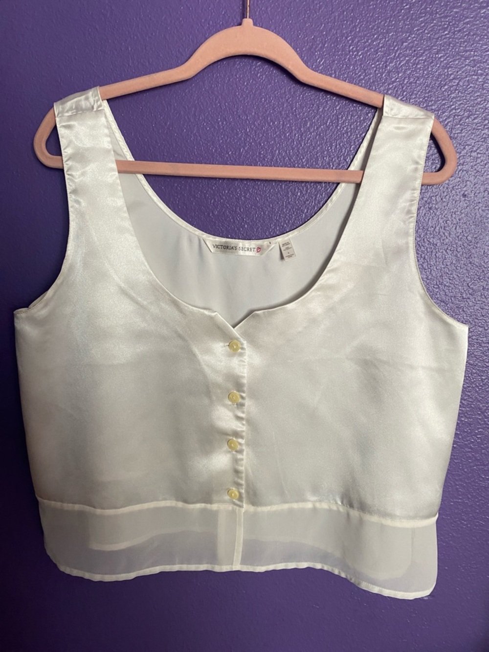 Victoria's Secret Cream Satin Button-Front Camisole